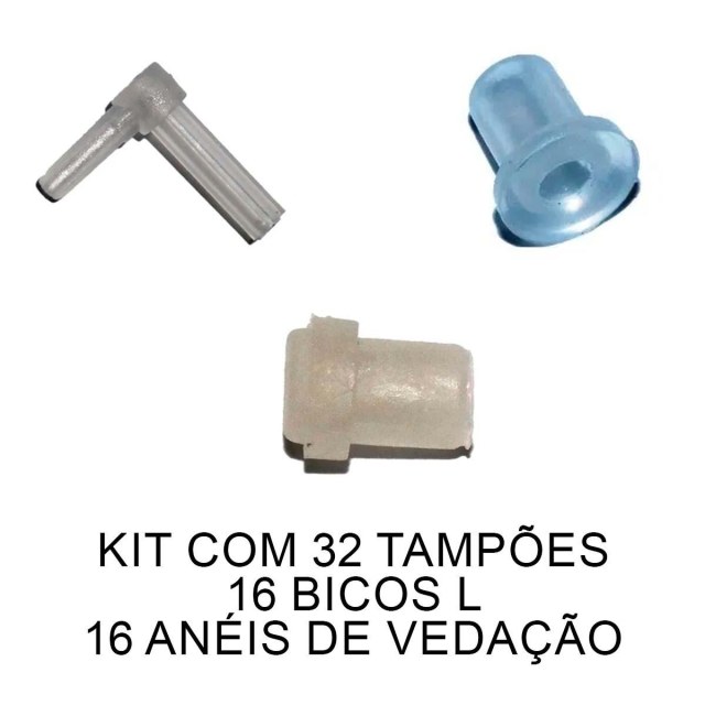 Kit Promocional com 32 Tampões para Cartuchos + 16 Conectores Bico L + 16 Anéis de Vedação