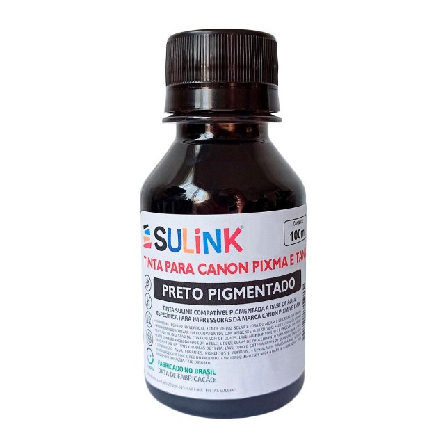 Tinta Sulink para Canon Pixma e Tank | 100ml Preto Pigmentado na Sulink
