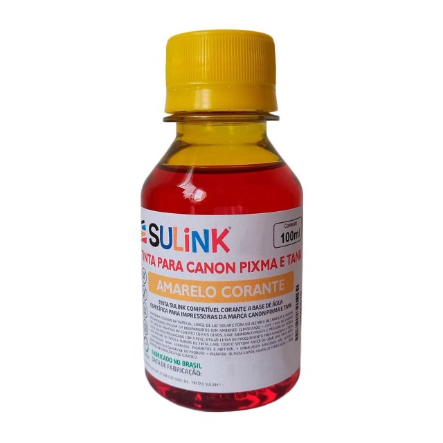 Tinta Sulink para Canon Pixma e Tank | 100ml Amarelo na Sulink