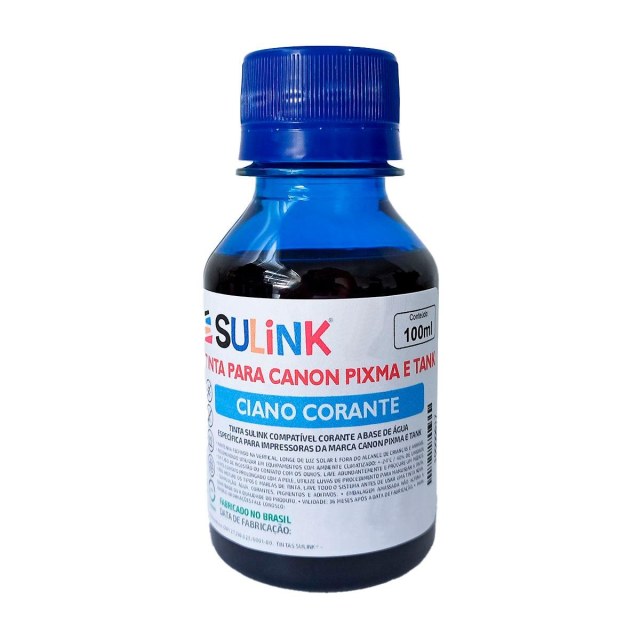 Tinta Sulink para Canon Pixma e Tank | 100ml Ciano na Sulink