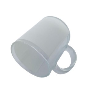 Caneca de Vidro Brilhante Translúcida com Tarja Reta Branca para Sublimação na Sulink