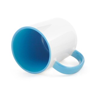 Caneca de Cerâmica Branca com Interior e Alça Colorido para Sublimação | Azul Claro na Sulink