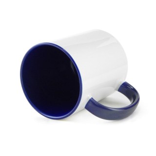 Caneca de Cerâmica Branca com Interior e Alça Colorido para Sublimação | Azul Escuro na Sulink