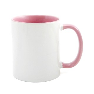 Caneca de Cerâmica Branca com Interior e Alça Colorido para Sublimação | Rosa na Sulink