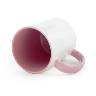 Caneca de Cerâmica Branca com Interior e Alça Colorido para Sublimação | Rosa na Sulink
