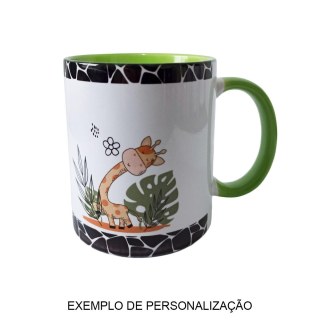 Caneca de Cerâmica Branca com Interior e Alça Colorido para Sublimação | Verde Claro na Sulink