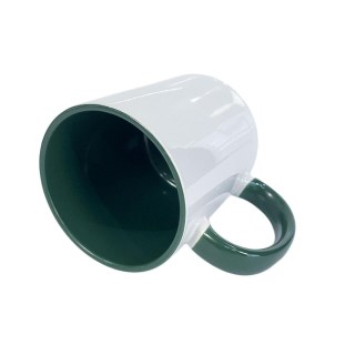 Caneca de Cerâmica Branca com Interior e Alça Colorido para Sublimação | Verde Escuro na Sulink