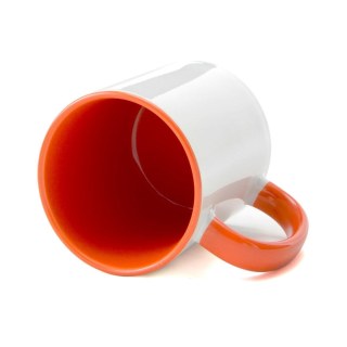 Caneca de Cerâmica Branca com Interior e Alça Colorido para Sublimação | Laranja na Sulink