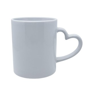 Caneca de Cerâmica Branca com Alça Coração Branca para Sublimação na Sulink