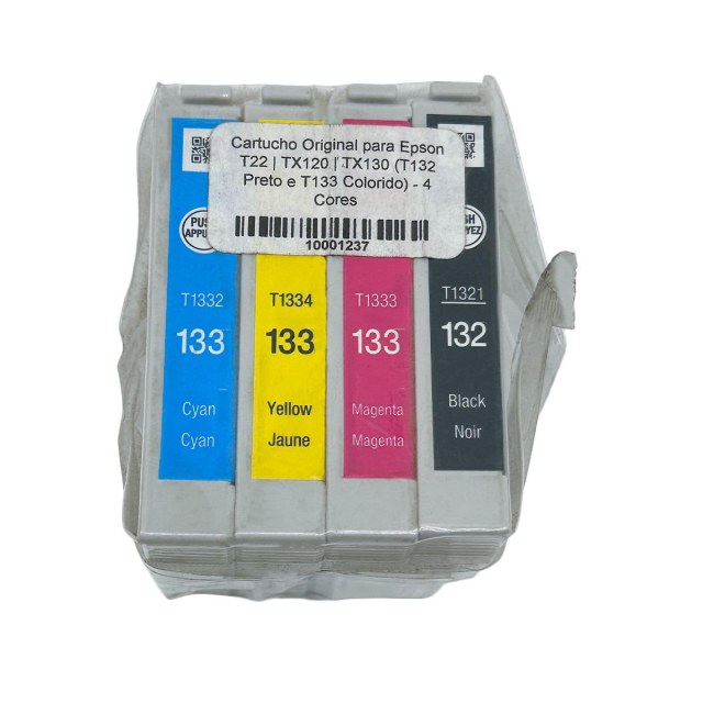 Kit 4 Cartuchos de Tinta para Epson T22 TX120 TX130 (T132 Preto e T133 Colorido) na Sulink