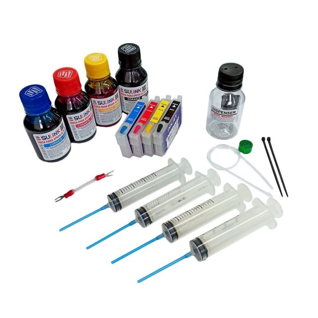 Kit Cartucho Recarregável para Epson T22 TX120 TX130 | Com Tinta Corante na Sulink