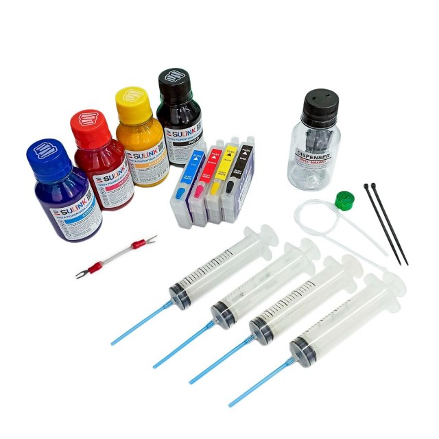 Kit Cartucho Recarregável para Epson T22 TX120 TX130 | Com Tinta Pigmentada na Sulink