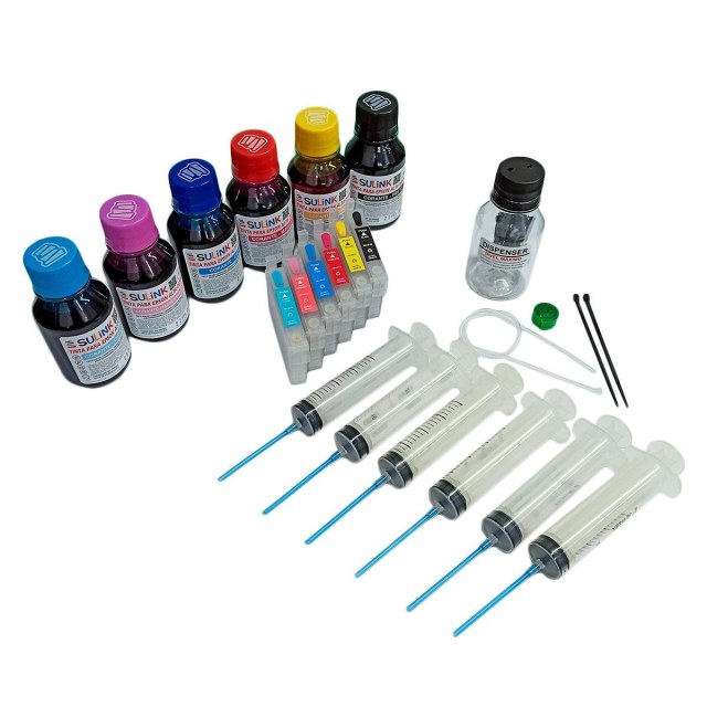 Kit Cartucho Recarregável para Epson T50 TX700W TX720WD TX730WD | Com Tinta Corante na Sulink