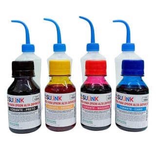 Kit Refil de Tinta 4 Cores para Epson L100 | L110 | L200 | L210 | L355 | L365 | L455 | L555 | L565 | L1300 com Bico Curvo na Sulink