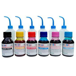 Kit Refil de Tinta 6 Cores para Epson L800, L805, L850 e L1800 com Bico Curvo na Sulink