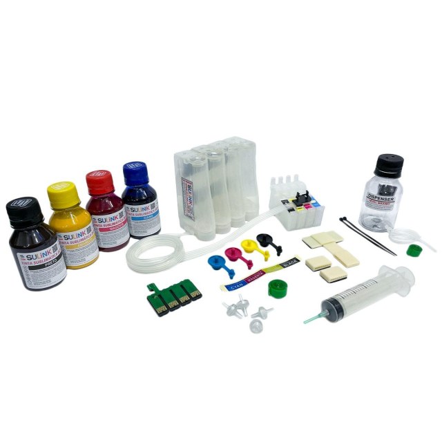 Kit Bulk Ink para Epson XP-201 | XP-204 | XP-211 | XP-214 | XP-401 | XP-411 (CHIP 197R C) - Com Tinta Sublimática