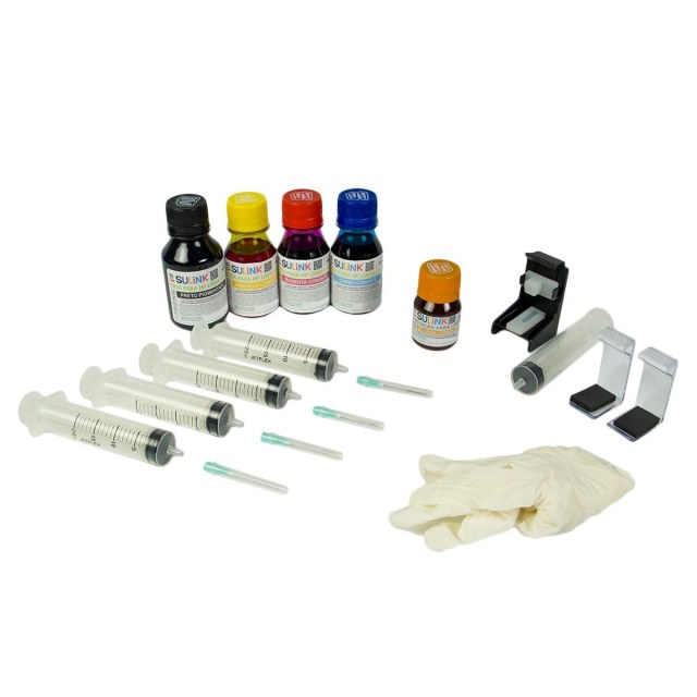 Kit Recarga Fácil para HP de 2 cartuchos 280ml (100ml preto pigmentado e 60ml cada colorido corante) na Sulink