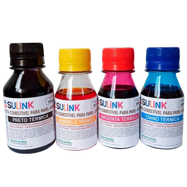 Kit Promocional: 280ml de Tinta Comestível para Papel Arroz - Utilizar em HP e Canon na Sulink