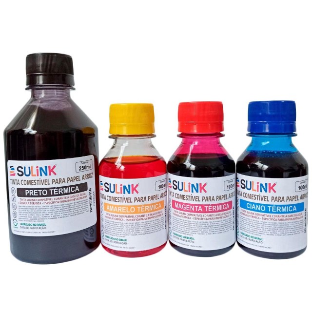 Kit Promocional: 550ml de Tinta Comestível para Papel Arroz - Utilizar em HP e Canon na Sulink
