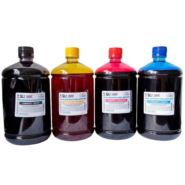 Kit Promocional com 4 Litros de Tinta Corante Específica para Brother na Sulink