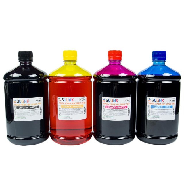 Tinta Sulink para HP Série PRO Corante - Kit 4 Litros (1 Litro cada cor) na Sulink