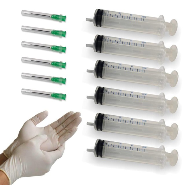 Seringa de 20ml com Agulha Verde - 6 Unidades + 1 Par de Luvas na Sulink