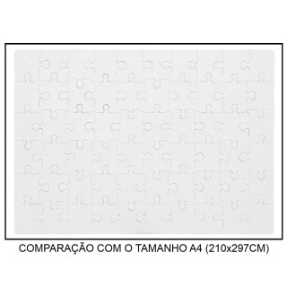 Quebra-Cabeça Branco para Sublimação | Tamanho: 19x27cm (A4) - 60 Peças na Sulink