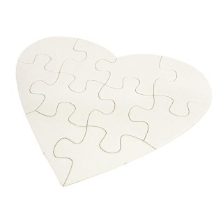 Quebra-Cabeça Branco para Sublimação | Modelo: Coração | Tamanho: 19x16,5cm (A5) - 10 Peças na Sulink