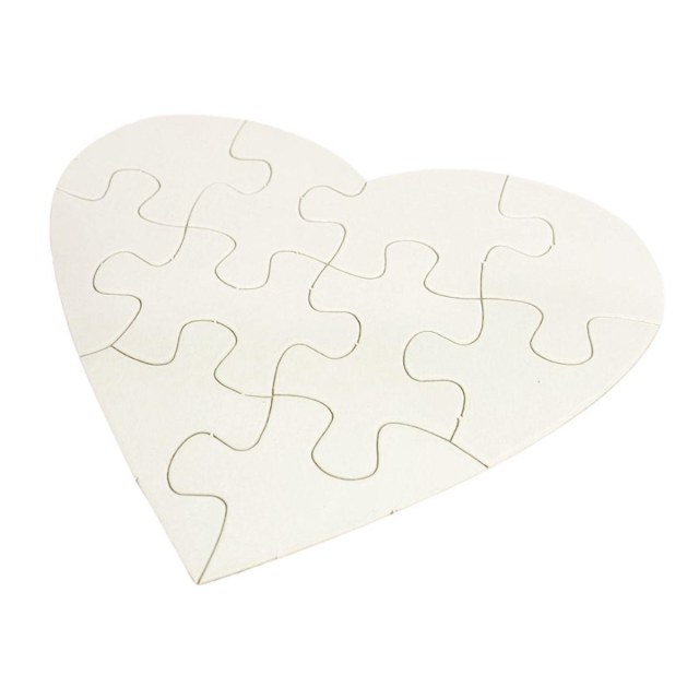 Quebra-Cabeça Branco para Sublimação | Modelo: Coração | Tamanho: 19x16,5cm (A5) - 10 Peças