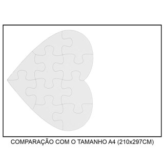Quebra-Cabeça Branco para Sublimação | Modelo: Coração | Tamanho: 19x16,5cm (A5) - 10 Peças na Sulink