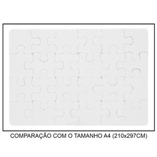 Quebra-Cabeça Branco para Sublimação | Tamanho: 19x27cm (A4) - 24 Peças na Sulink