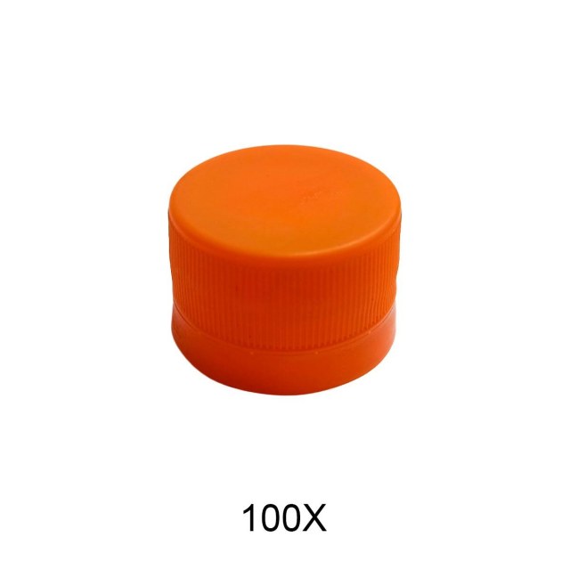 Pacote com 100 Tampas Plástica 28mm com Vedante (Liner) para Frascos, Garrafas e Tubos PET | Várias Cores Laranja - NA511 na Sulink