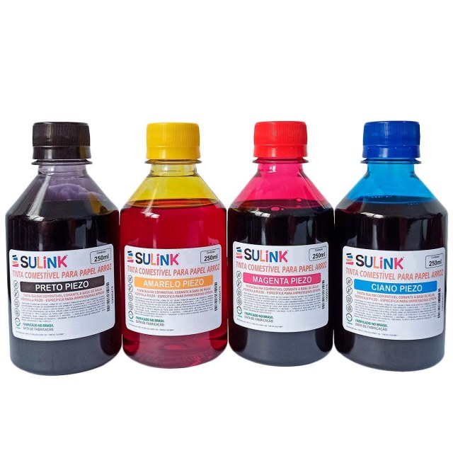 Tinta Comestível para Papel Arroz | EPSON | Kit 1 Litro (250ml cada cor) na Sulink
