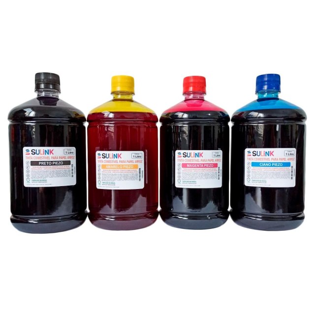 Tinta Comestível para Papel Arroz | EPSON | Kit 4 Litros (1 Litro cada cor) na Sulink