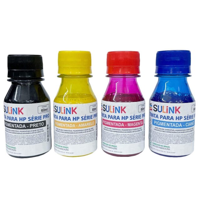 Tinta Sulink para HP Série PRO Pigmentada - Kit 240ml (60ml cada cor)