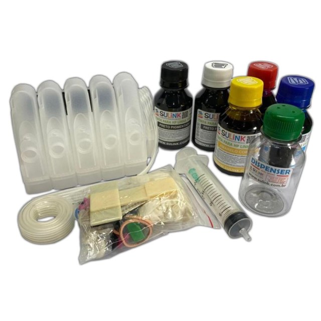 KIT BULK INK PARA HP DE 5 CARTUCHOS HP 564, 364 E SIMILARES PARA INSTALAÇÃO (SEM CARTUCHOS - UTILIZAR ORIGINAL HP) - COM TINTA