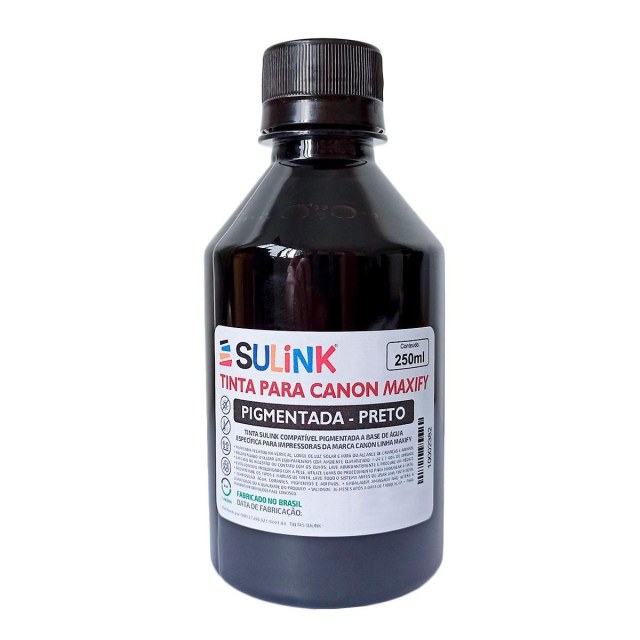 Tinta Sulink para Canon Maxify Pigmentada | 250ml Preto na Sulink