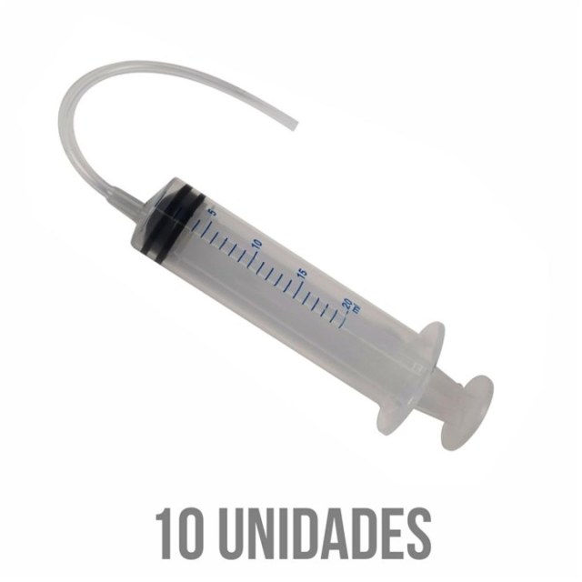 Seringa com Mangueira de Silicone Flexível (20ml) - Ideal para Cabeçotes HP PRO e CANON MAXIFY | Kit com 10 Unidades na Sulink