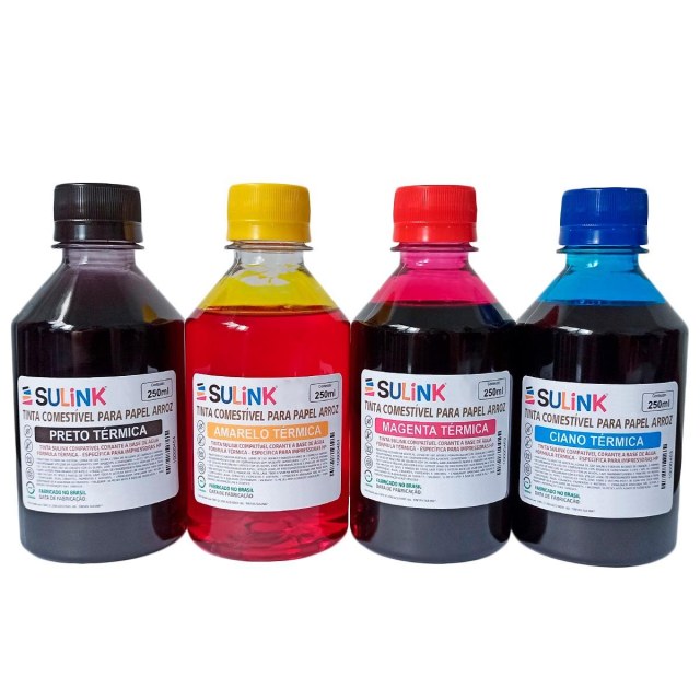 Kit Promocional: 1 Litro de Tinta Comestível para Papel Arroz - Utilizar em HP e Canon na Sulink