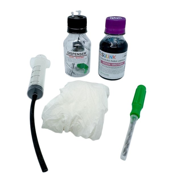 Kit Promocional com 1 Kit Dispenser + 1 Kit Limpeza de Cabeçotes Epson na Sulink