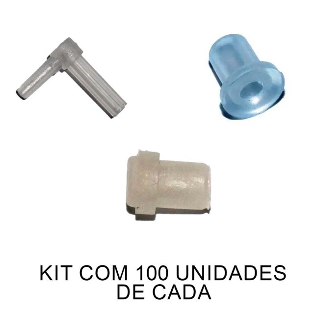 Kit de Acessórios: 100 Bico L + 100 Anel de Vedação + 100 Tampões