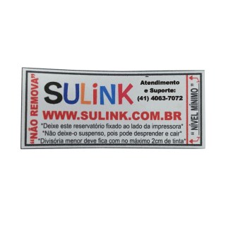 30 Etiquetas Nível Mínimo para Reservatórios Bulk Ink (Personalizada com Logo ou Nome, Telefone, Site e E-mail) na Sulink