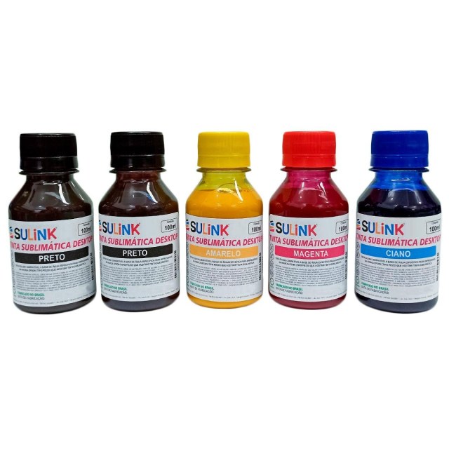 Tinta Sulink para Epson Desktop Sublimática | Kit 500ml (200ml Preto e 100ml cada colorido) na Sulink