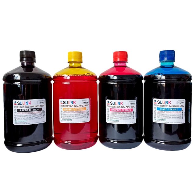 Kit Promocional: 4 Litros de Tinta Comestível para Papel Arroz - Utilizar em HP e Canon na Sulink