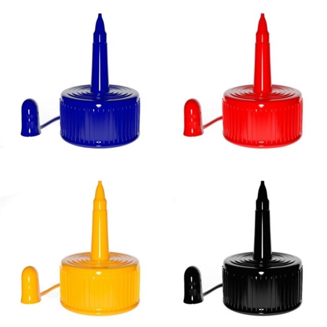 Tampa Bico Aplicador para Frascos Pet Boca 28mm | 4 Cores (Preto, Amarelo, Vermelho e Azul) na Sulink