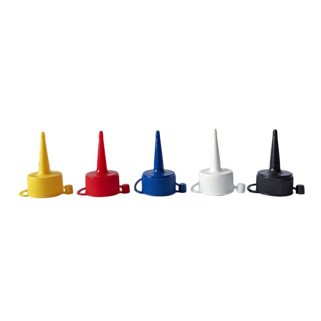 Tampa Bico Aplicador para Frascos Pet Boca 28mm | 5 Cores (Preto, Amarelo, Vermelho, Azul e Branco) na Sulink