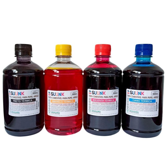 Kit Promocional: 2 Litros de Tinta Comestível para Papel Arroz - Utilizar em HP e Canon na Sulink