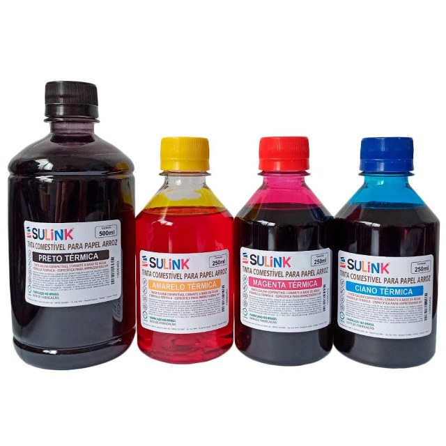 Kit Promocional: 1250ml de Tinta Comestível para Papel Arroz - Utilizar em HP e Canon na Sulink