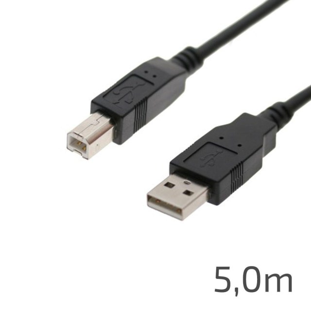 Cabo USB 2.0 A Macho X B Macho para Impressoras e Scanners | Tamanho: 5 Metros na Sulink