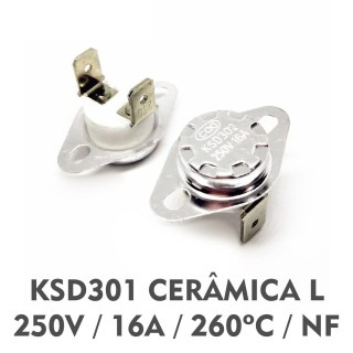 Termostato KSD302 250V-16A Cerâmica 260ºC | Normal Fechado na Sulink